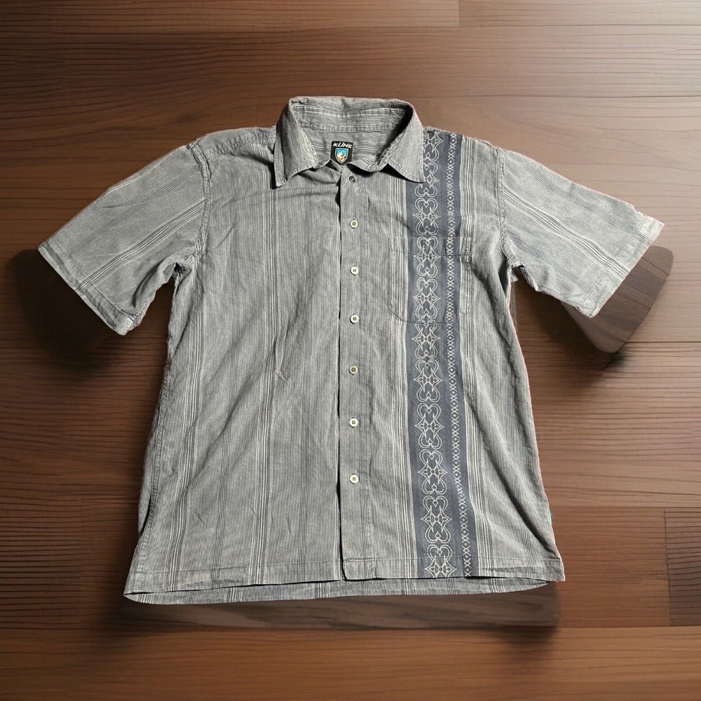 Kuhl Shirt Mens Large Button Up Hiking Outdoor Camping Organic Cotton Blue